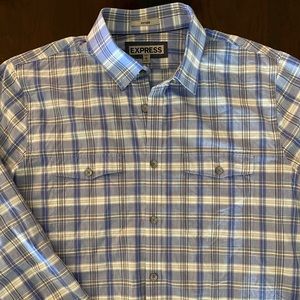 Express plaid blue button down like new